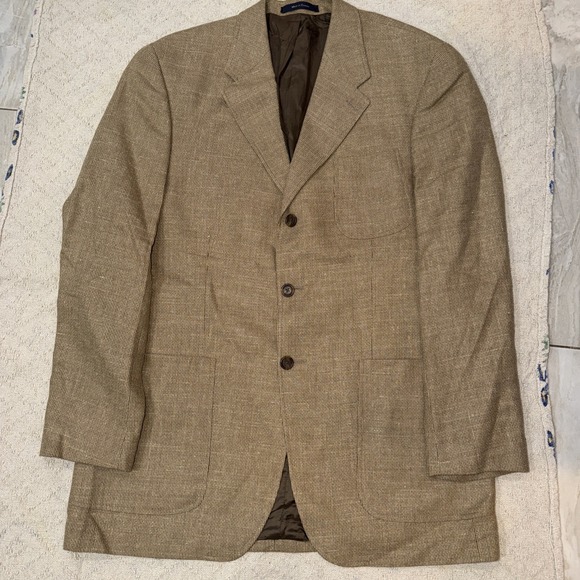 Polo Ralph Lauren Other - VTG Ralph Lauren Glen Plaid Blazer 42 T Silk Wool And Linen Blend Light Weight